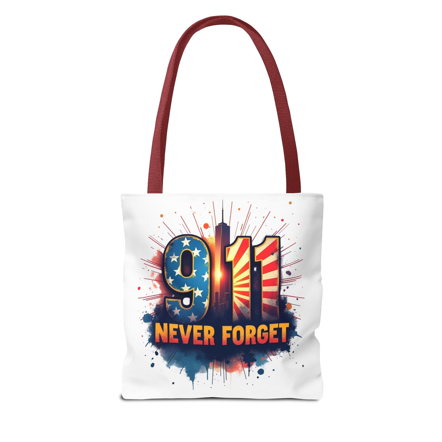 9/11 Never Forget Tote Bag — Patriotic Memorial Tribute Tote