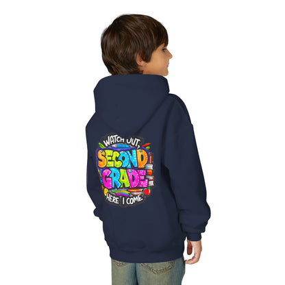 Second Grade Kids' Hoodie - "Watch Out Second Grade Here I Come" Back-to-School Sweatshirt