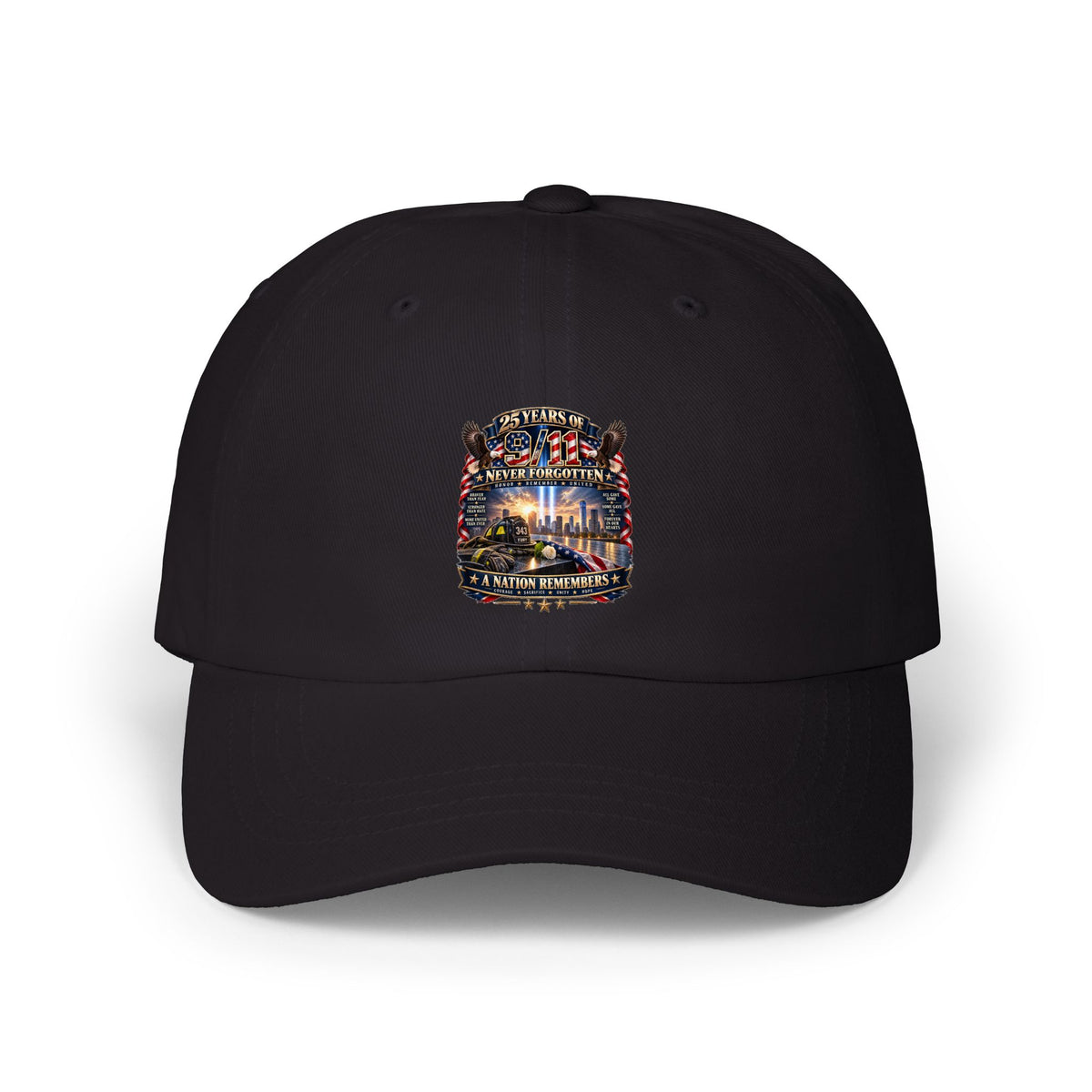 Dad Cap — Vintage Fireworks Night Skyline Embroidered Hat