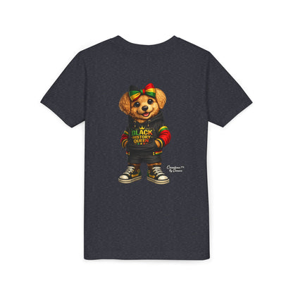 Youth Tee — Black History Queen Bear Graphic T-Shirt