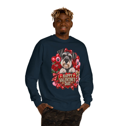 Valentine's Day Dog Sweatshirt — Cute Schnauzer "Happy Valentine's Day" Crewneck