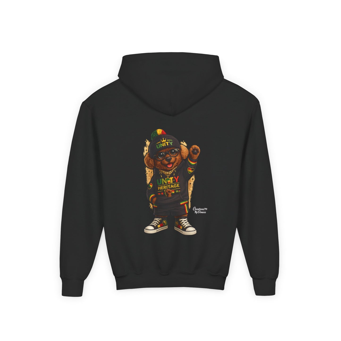 Youth Hoodie — Cool Rasta Bear Graphic Kids Sweatshirt