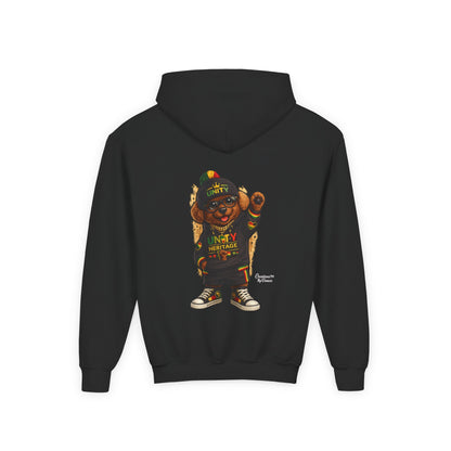 Youth Hoodie — Cool Rasta Bear Graphic Kids Sweatshirt