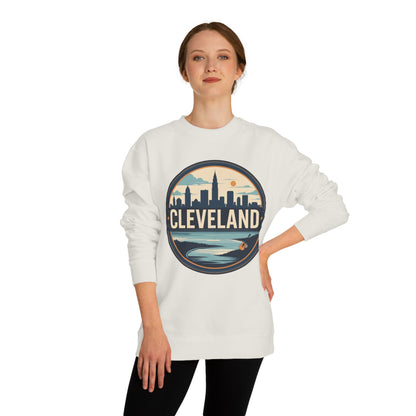 Cleveland Skyline Crewneck Sweatshirt — Retro City Badge Design