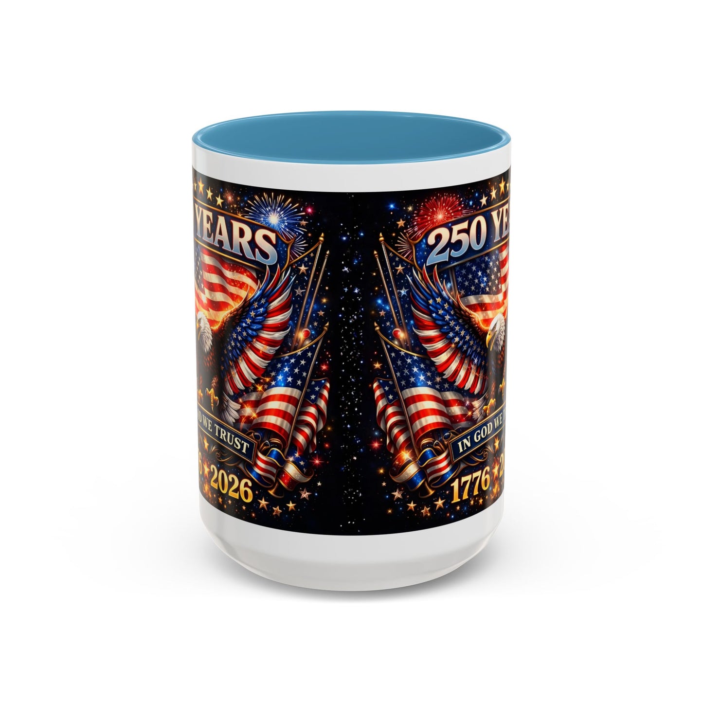 250 Years Patriotic Coffee Mug — In God We Trust 1776–2026