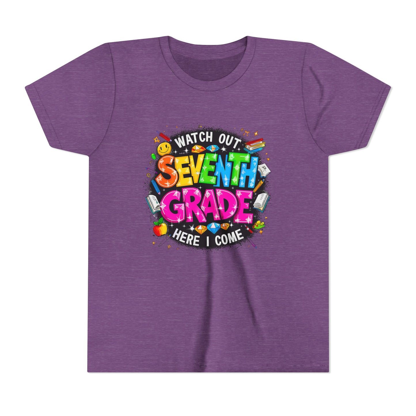 Seventh Grade Kids T-Shirt – “Watch Out Seventh Grade Here I Come” Back-to-School Tee