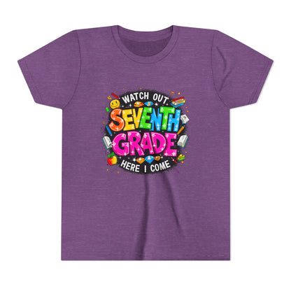 Seventh Grade Kids T-Shirt – “Watch Out Seventh Grade Here I Come” Back-to-School Tee