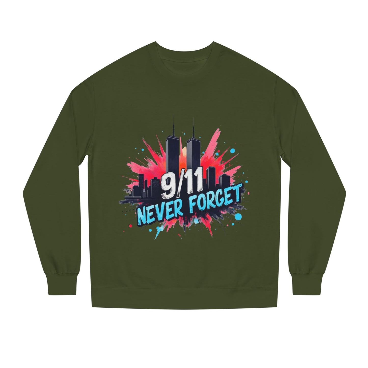 9/11 Never Forget Sweatshirt - Tribute Crewneck with Twin Towers Graphic