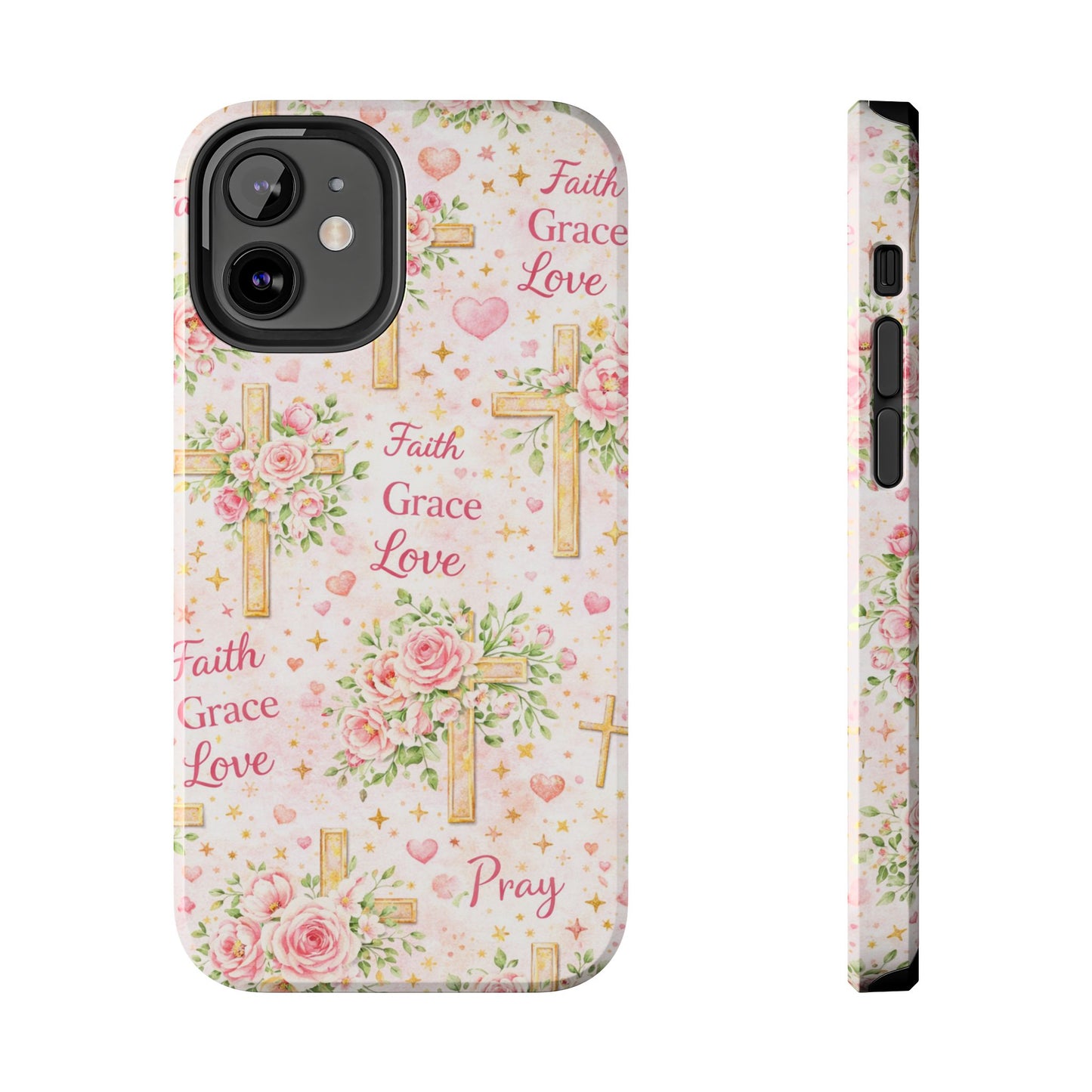 Faith Grace Love Cross Phone Case | Christian Floral iPhone Case
