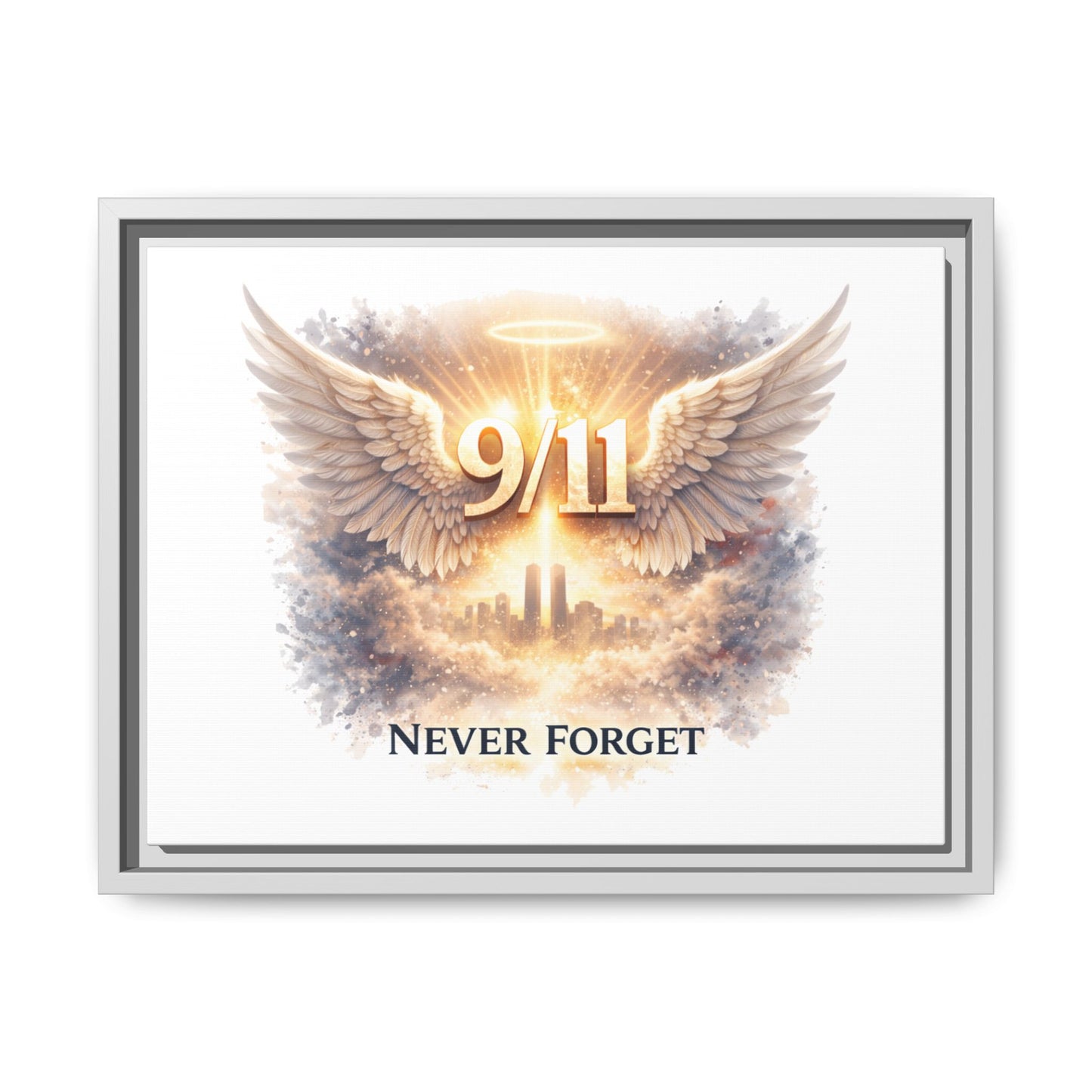 9/11 Memorial Matte Canvas Print — "Never Forget" Framed Wall Art