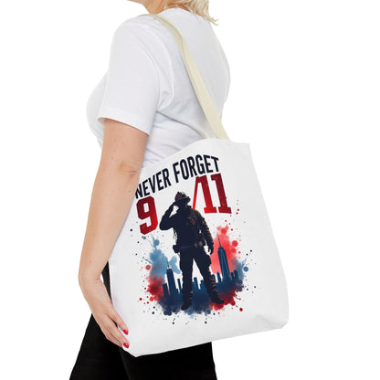 Never Forget 9/11 Tribute Tote Bag — Memorial Patriotic Canvas Carryall