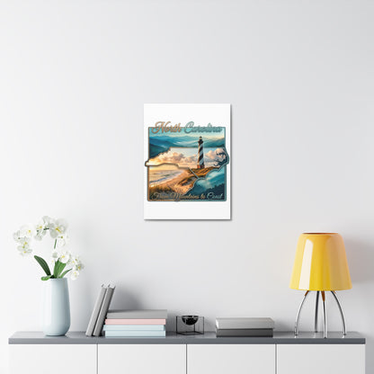 North Carolina Canvas Wall Art — "From Mountains to Coast" Lighthouse State Map
