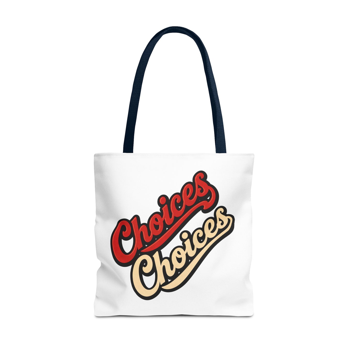 Choices Retro Script Tote Bag — Vintage Two-Tone Typography Canvas Tote
