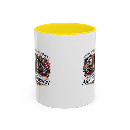 250th Anniversary Accent Coffee Mug — Patriotic United States Bell & Eagle Design (11/15 oz)
