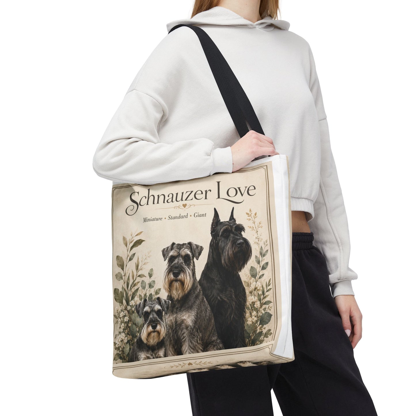 Schnauzer Love Tote Bag — Illustrated Dog Portraits, Miniature Standard Giant