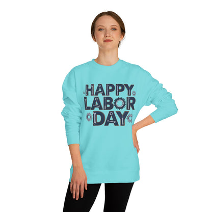 Labor Day Sweatshirt - "Happy Labor Day" Gear with Industrial Gear Design