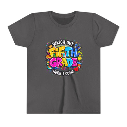 Fifth Grade T‑Shirt for Kids - "Watch Out Fifth Grade Here I Come" Back-to-School Tee