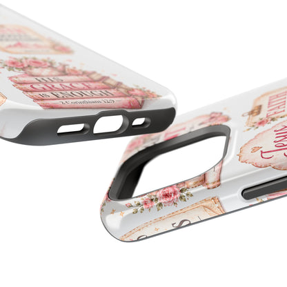 Christian Phone Case - "Fear Not, Faith Moves Mountains, Jesus Saves" Floral Magnetic Impact-Resistant Case