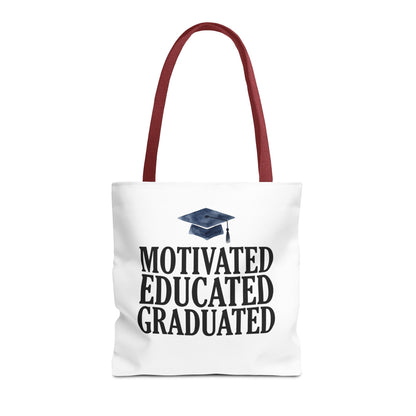 Motivated Educated Graduated Tote Bag – Graduation Cap Student Gift