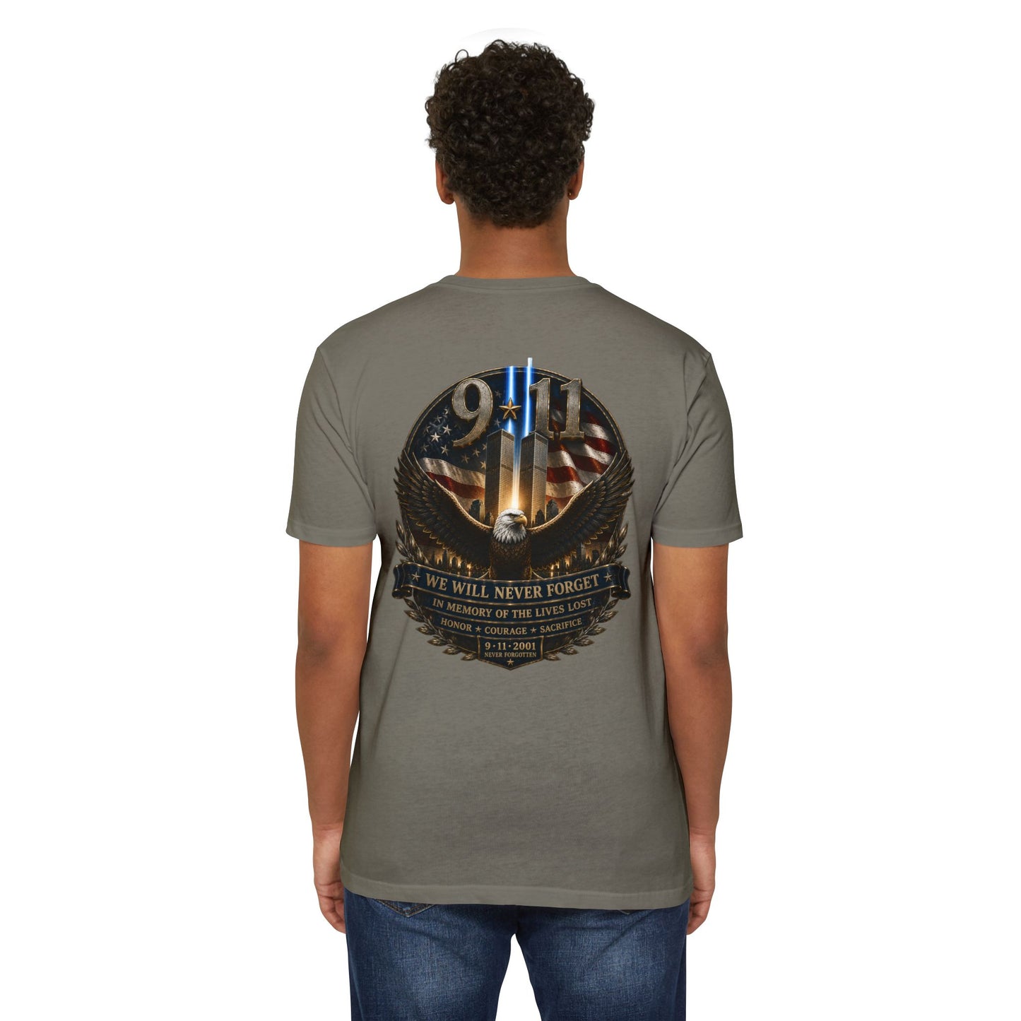 9/11 Memorial Eagle T-Shirt — We Will Never Forget Patriotic Tribute Tee