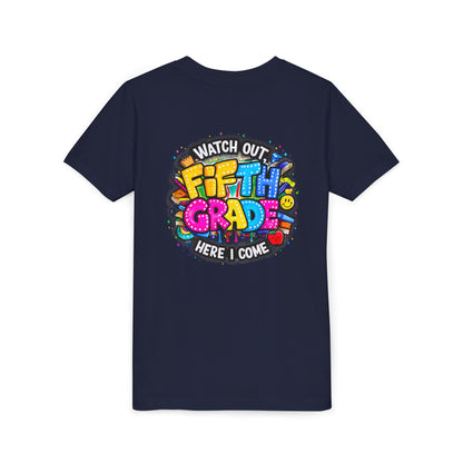 Fifth Grade T‑Shirt for Kids - "Watch Out Fifth Grade Here I Come" Back-to-School Tee