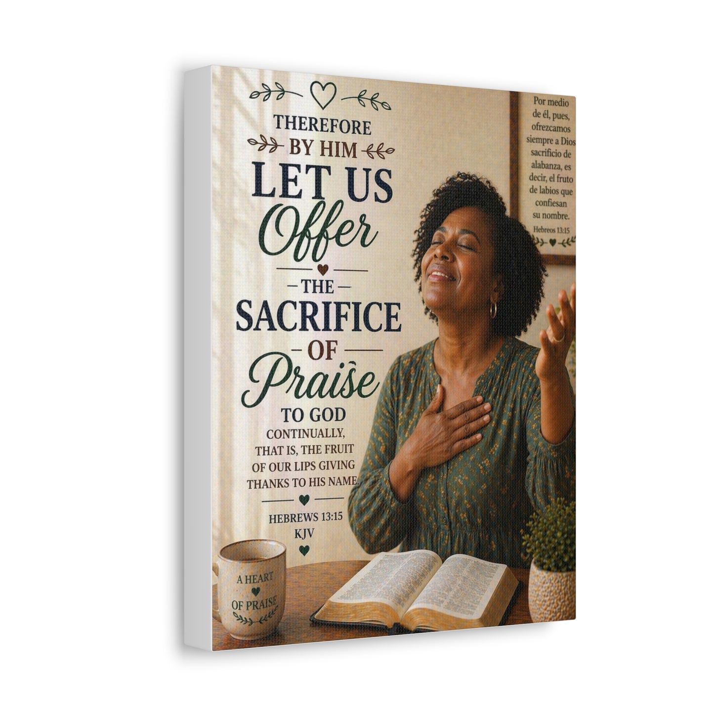 Canvas Wall Art — "Let Us Offer the Sacrifice of Praise" Christian Scripture Decor
