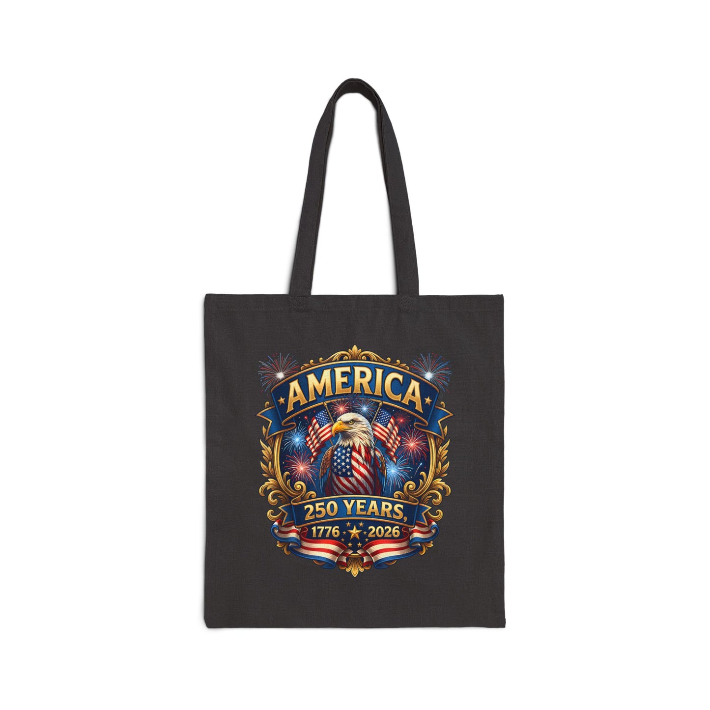America 250th Anniversary Canvas Tote Bag – 1776–2026 Patriotic Eagle & Flag Design
