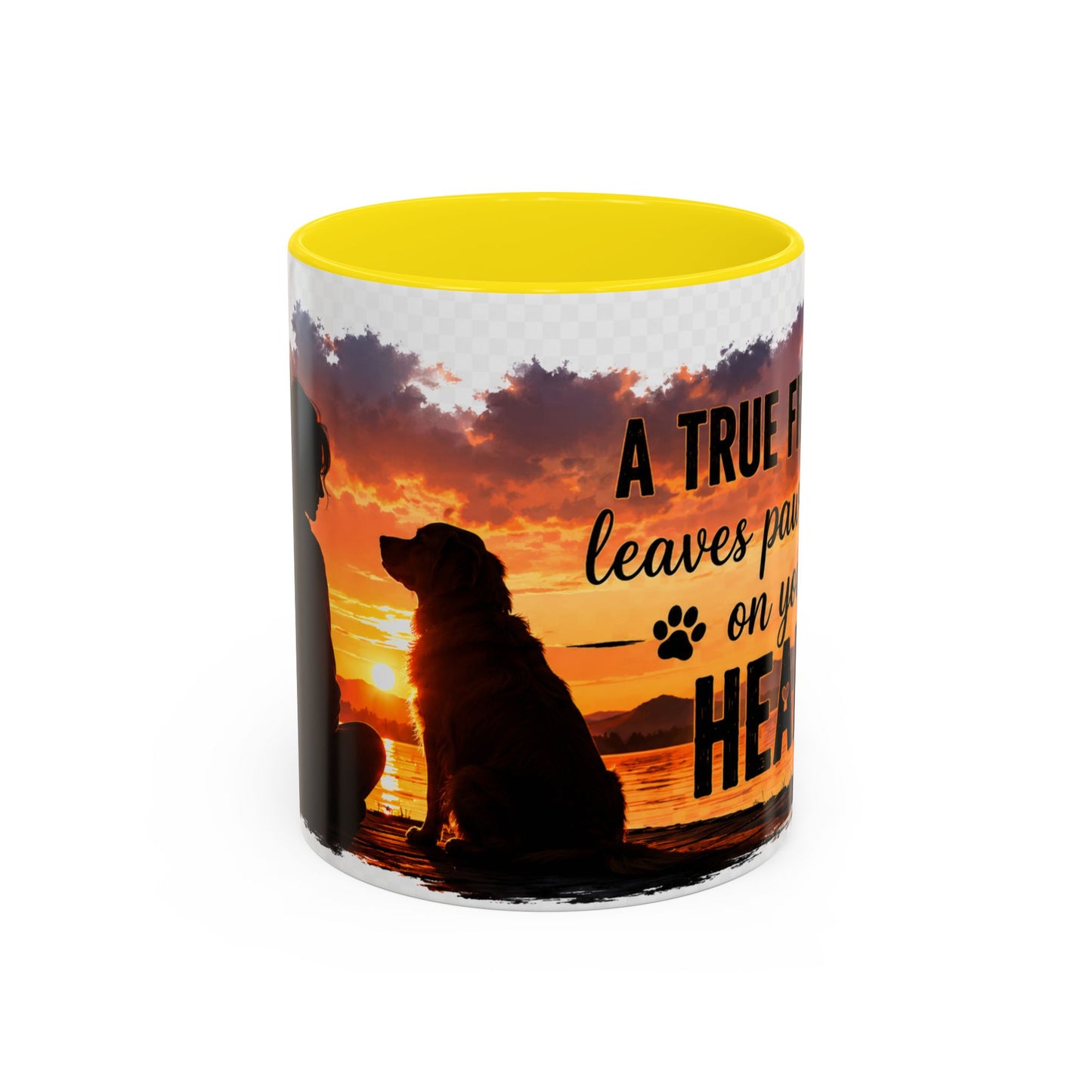 Dog Lover Coffee Mug - "A True Friend Leaves Paw Prints on Your Heart" Accent Mug (11/15oz)