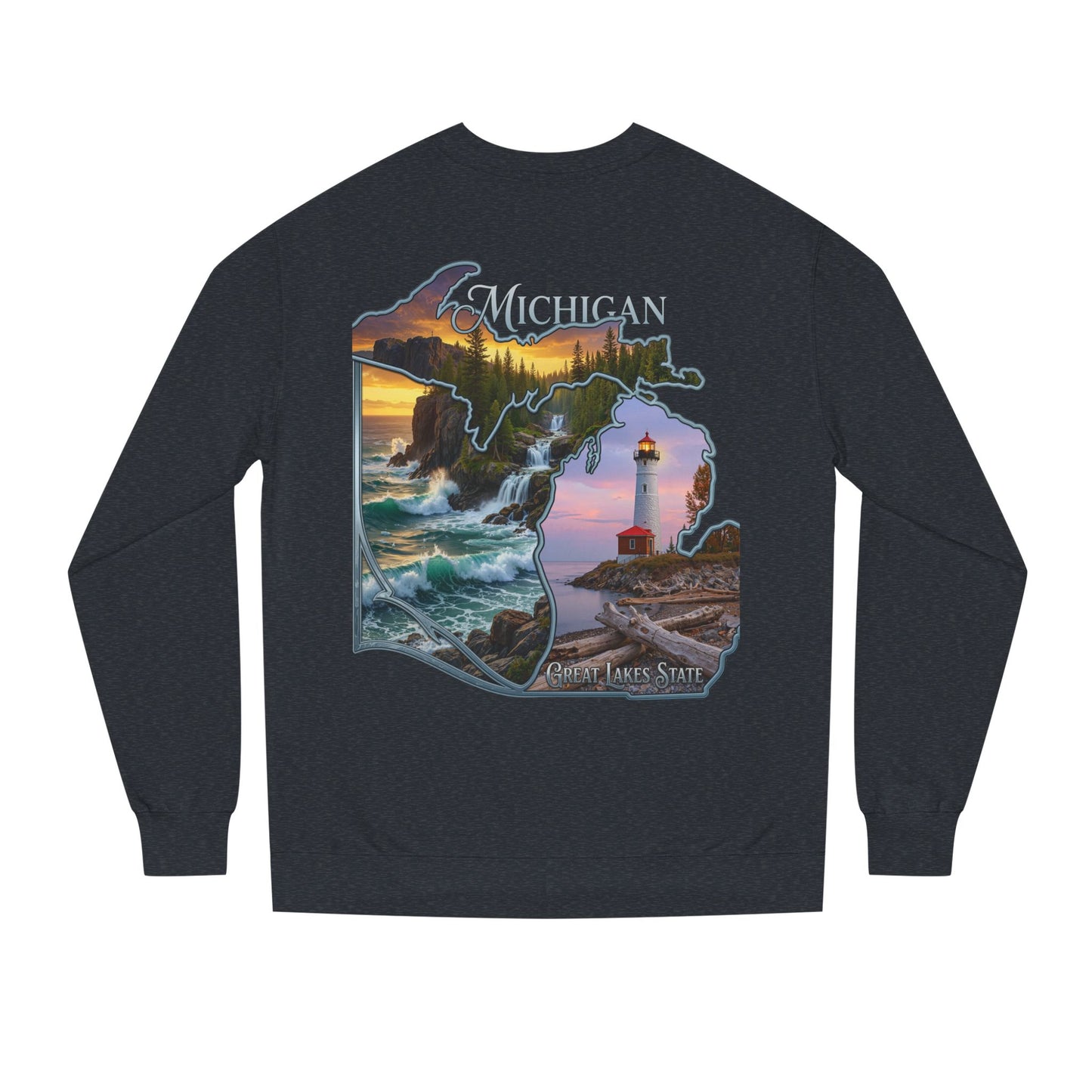 Michigan Lakes State Sweatshirt — Lighthouse & Great Lakes Scenic Pullover