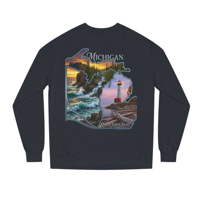 Michigan Lakes State Sweatshirt — Lighthouse & Great Lakes Scenic Pullover