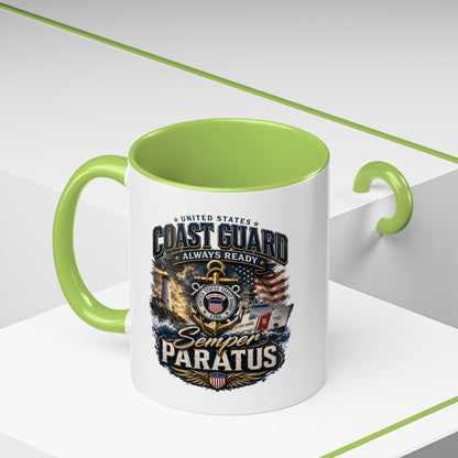 Coast Guard Semper Paratus Accent Coffee Mug – Patriotic Military Gift (11/15oz)