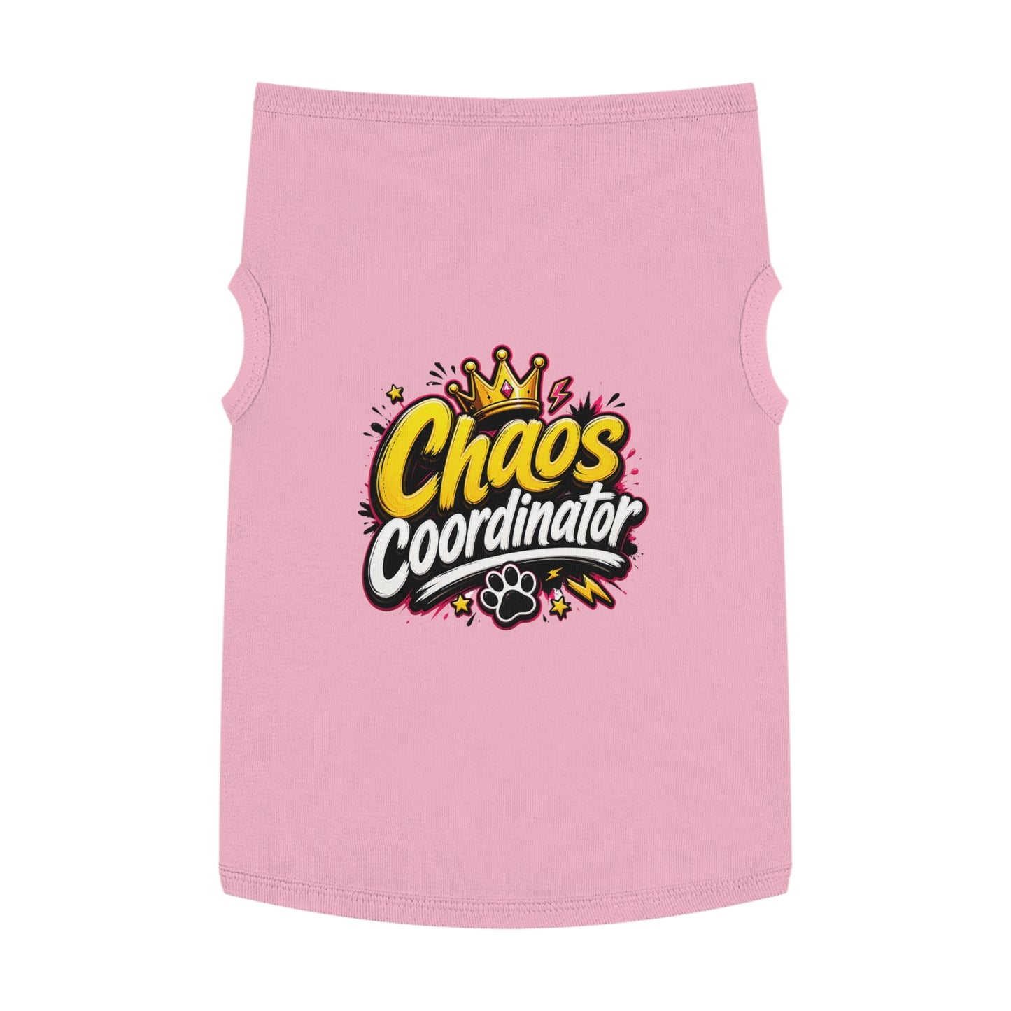 Chaos Coordinator Pet Tank Top — Cute Crown Paw Graphic Dog & Cat Tee