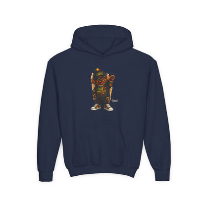 Youth Hoodie — Cool Rasta Bear Graphic Kids Sweatshirt