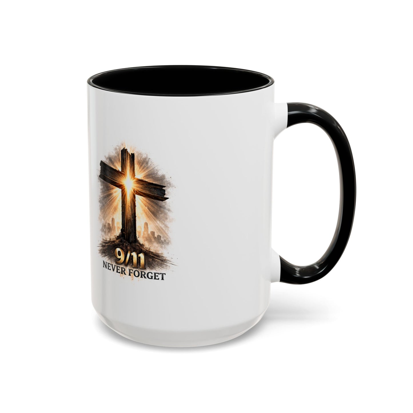 9/11 Never Forget Coffee Mug — Religious Memorial Accent Mug