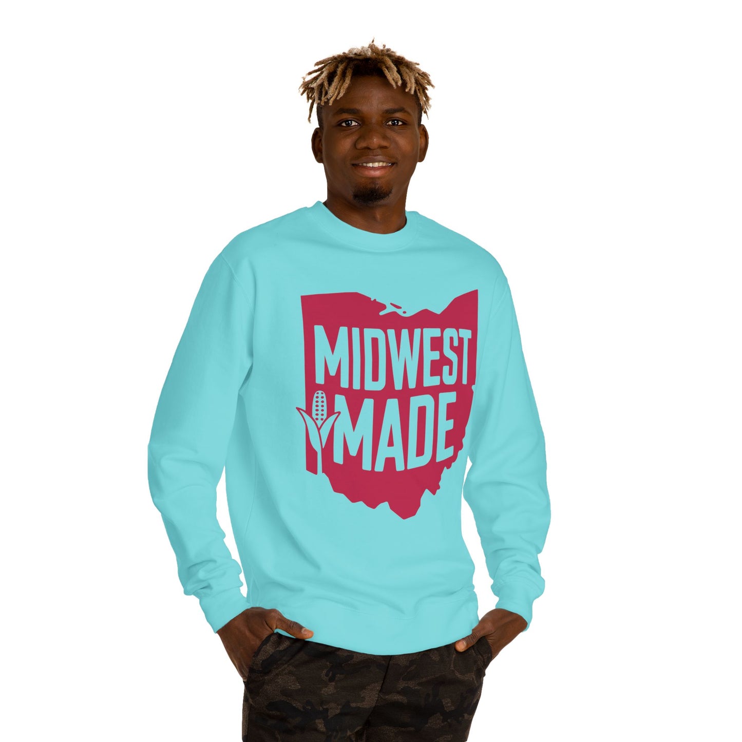 Midwest Made Sweatshirt — Ohio State Outline Corn Graphic Crewneck