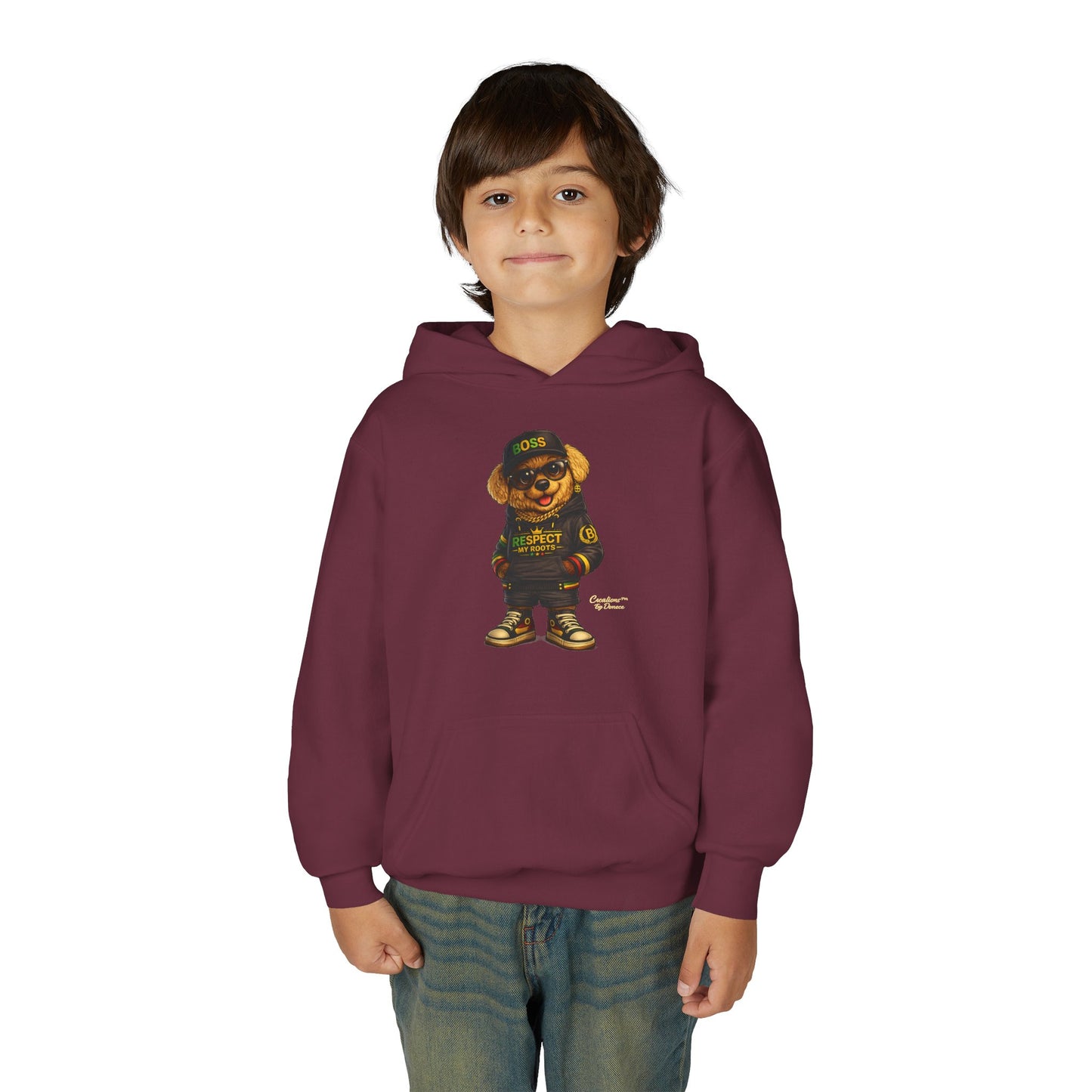 Youth Hoodie — Cool Bear 'Boss' Streetwear Design