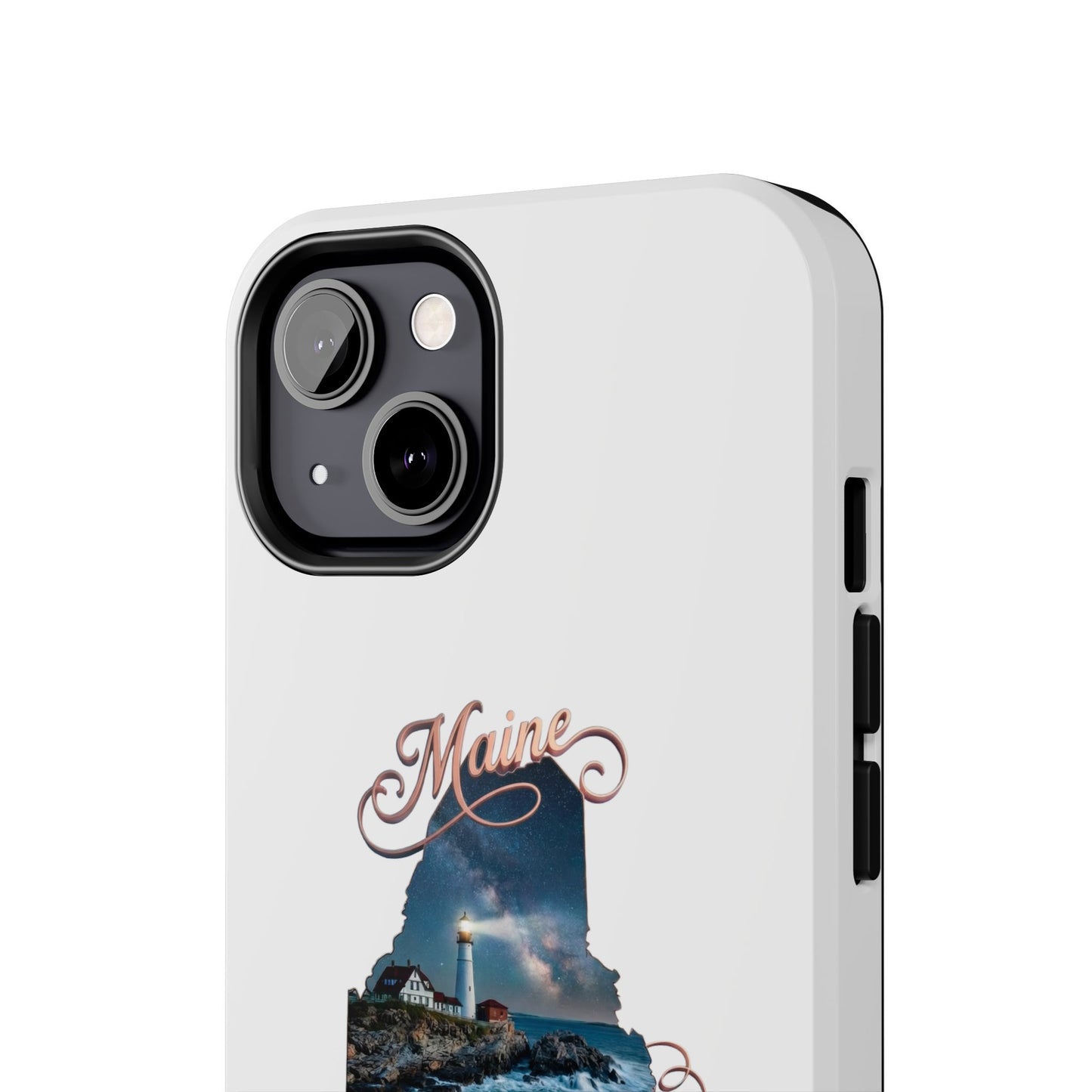 Maine Lighthouse Tough Phone Case — "Can't Get There From Here" State Silhouette