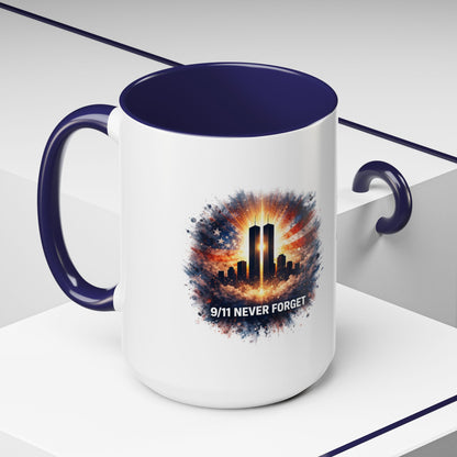 9/11 Never Forget Coffee Mug - Memorial Tribute Accent Mug (11/15oz)
