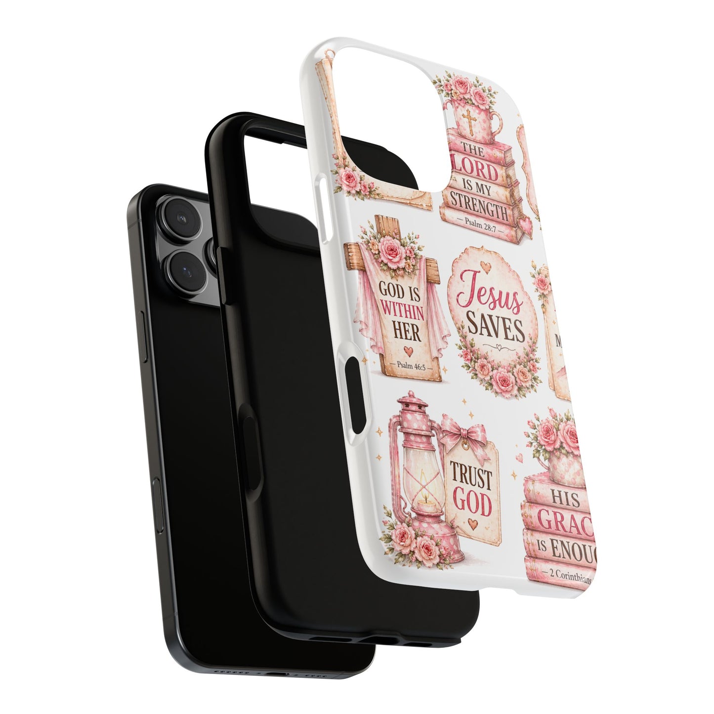 Faith Phone Case — 'Jesus Saves' Floral Christian Scripture iPhone Case