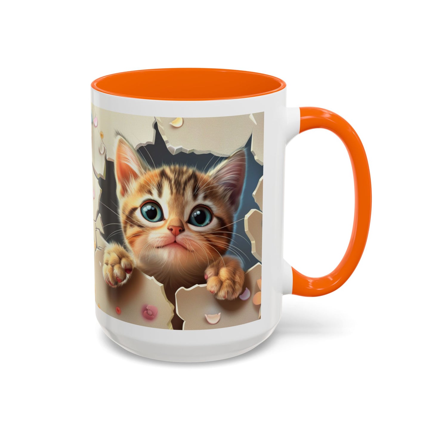 Cute Peekaboo Kitten Accent Coffee Mug — Cat Lover Gift (11/15oz)