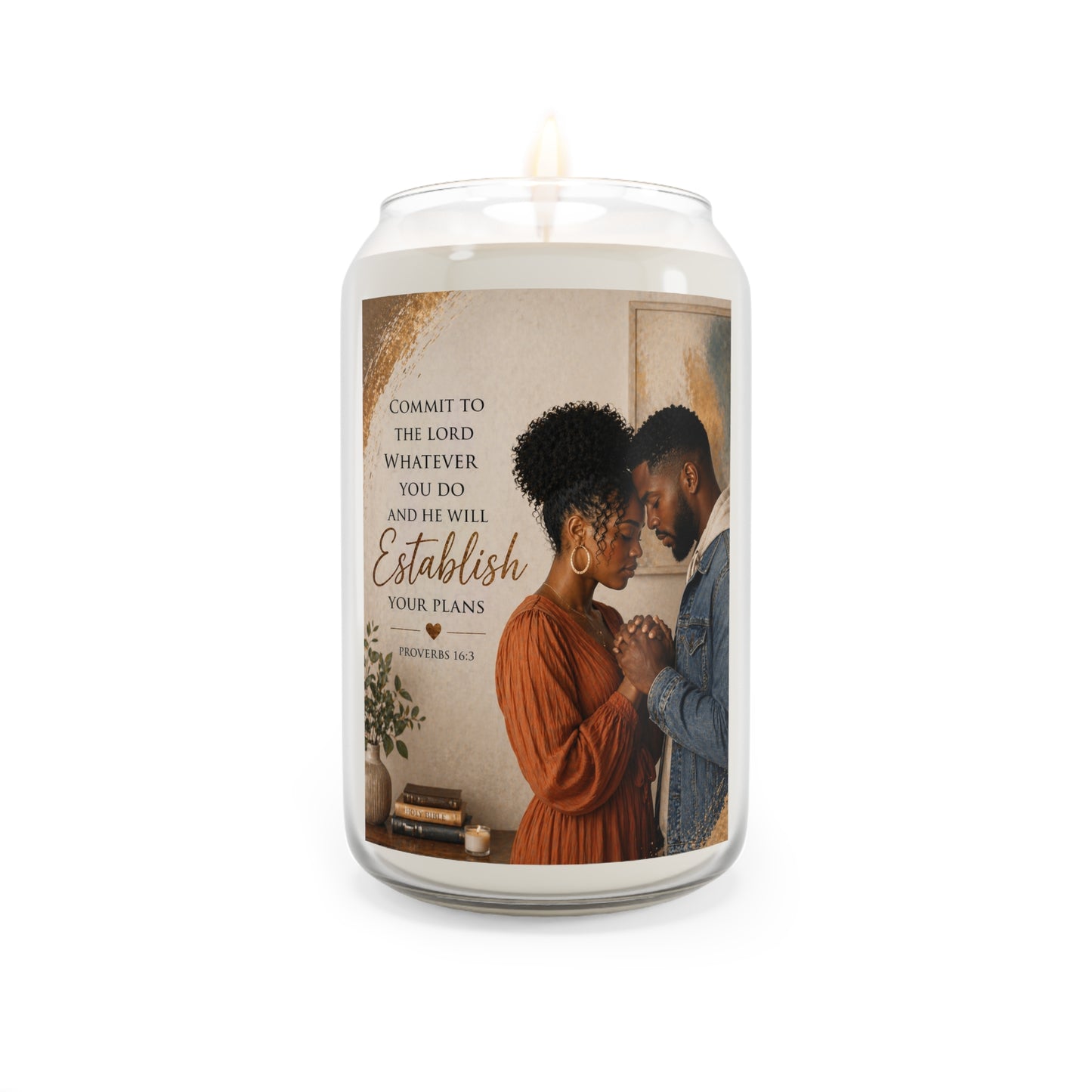 Scripture Prayer Candle — "Commit to the Lord" Scented Soy Candle (13.75oz)