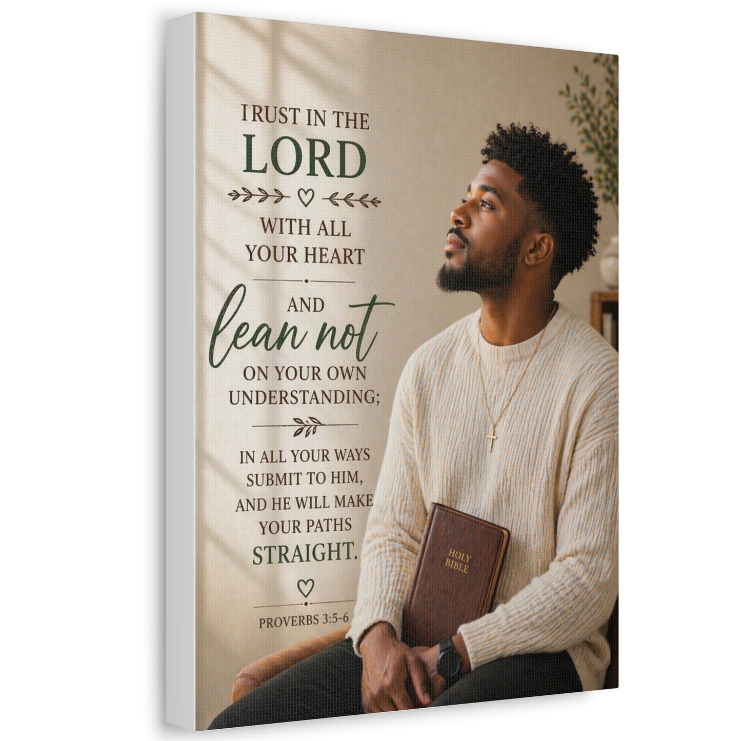 Stretched Canvas — "Trust in the Lord" Inspirational Bible Verse Wall Art (Proverbs 3:5-6)