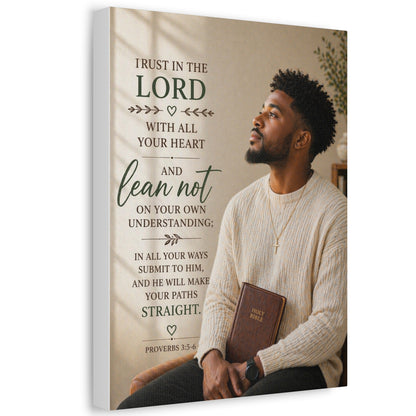 Stretched Canvas — "Trust in the Lord" Inspirational Bible Verse Wall Art (Proverbs 3:5-6)