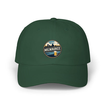 Milwaukee Skyline & Beer Patch Dad Cap — Vintage City Pride Baseball Hat