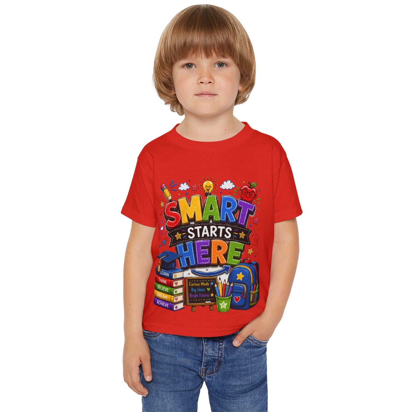 Toddler T-Shirt - "Smart Starts Here" Back-to-School Schoolhouse Design