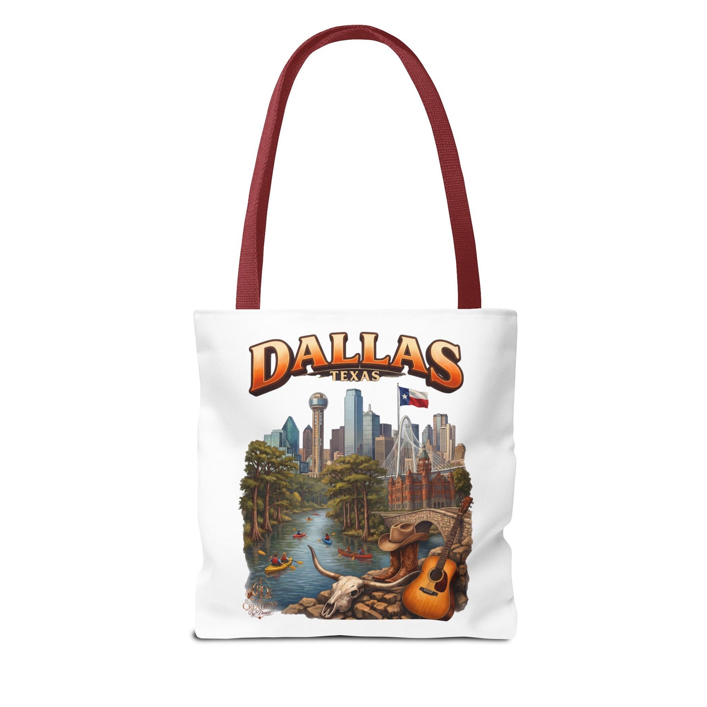 Dallas Texas Scenic Tote Bag – City Skyline & Guitar Souvenir Tote