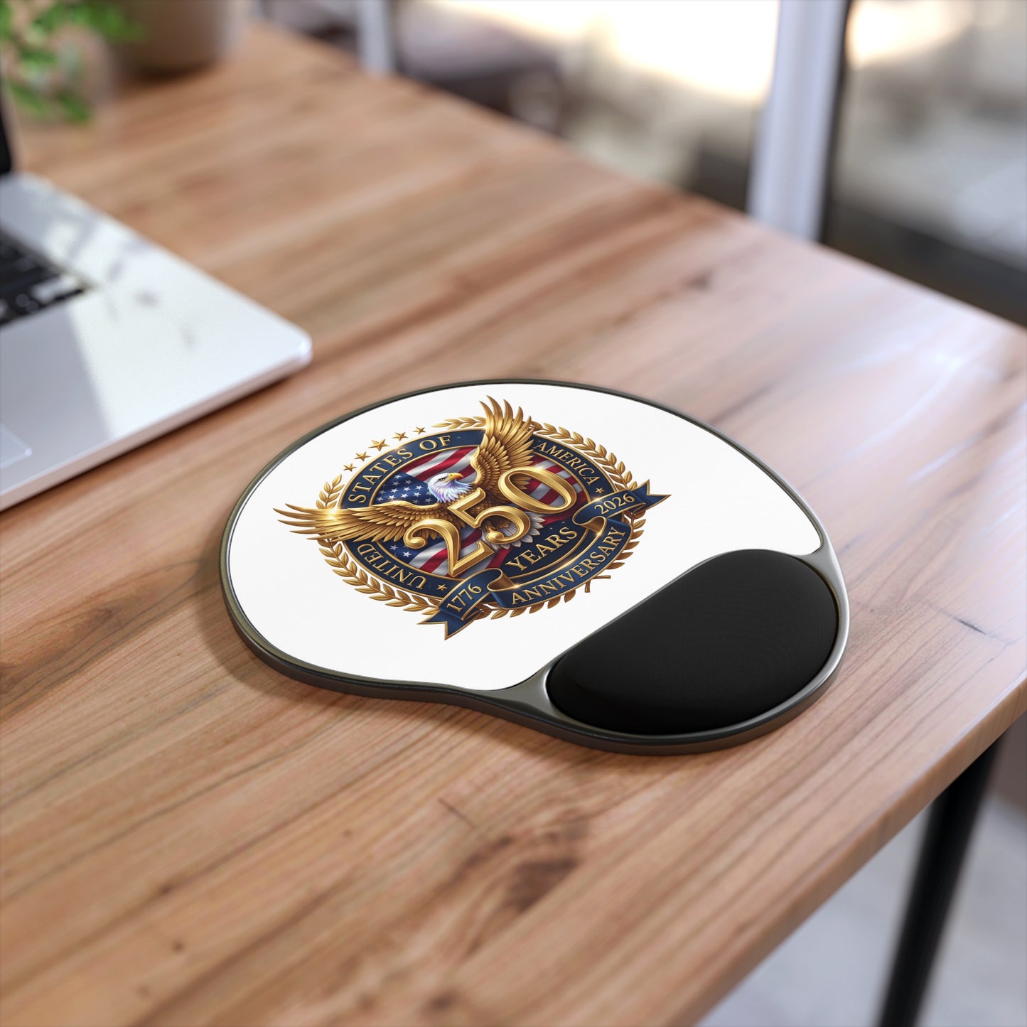 250th Anniversary Eagle Mouse Pad with Wrist Rest — USA 1776–2026 Commemorative