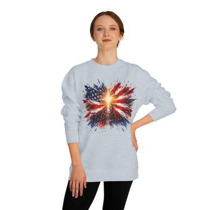 American Flag Burst Sweatshirt — Patriotic Firework Crewneck