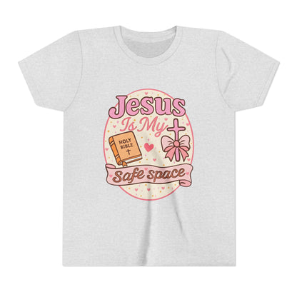 Youth Tee — "Jesus Is My Safe Space" Christian Kids T-Shirt
