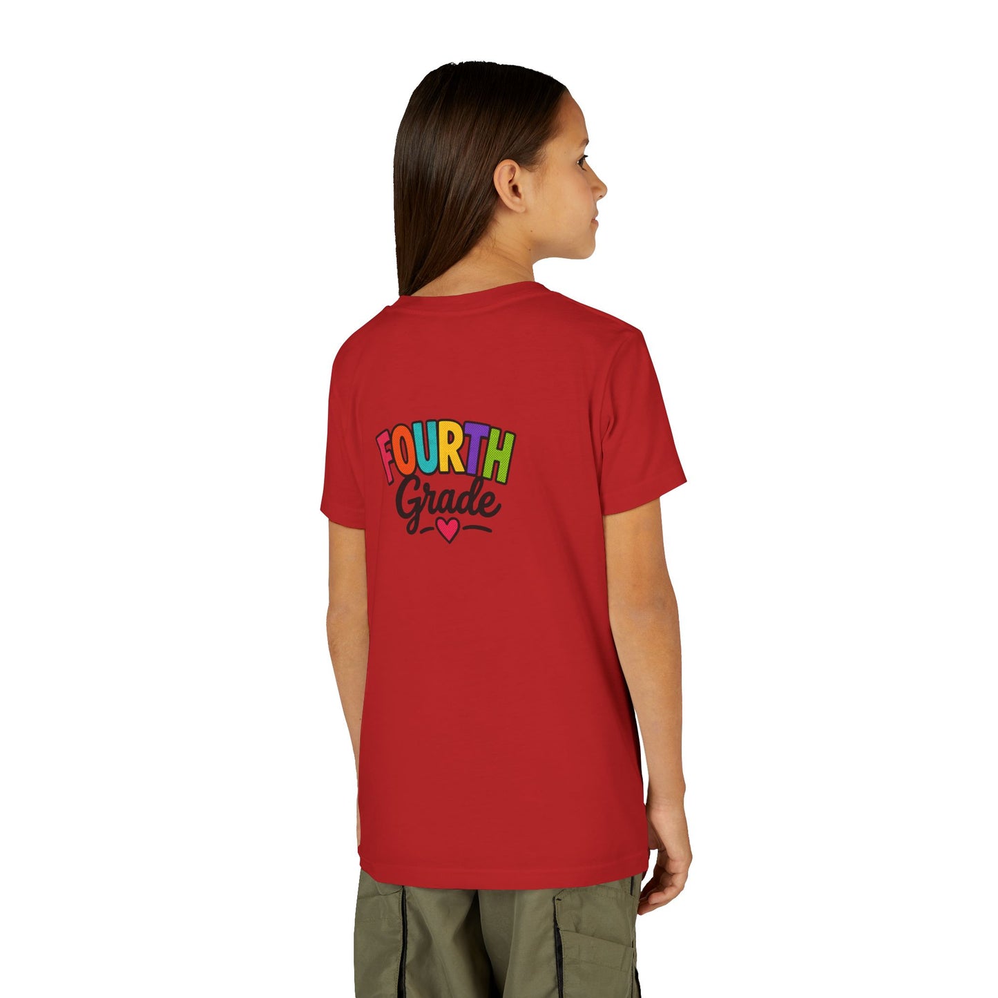 Fourth Grade Youth Tee — Colorful Back-to-School Shirt with Heart